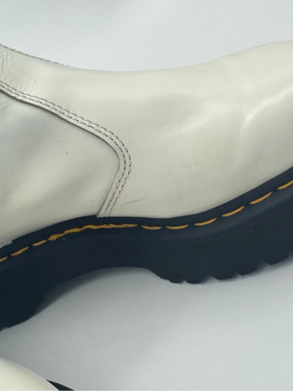Dr. Martens White Platform Chelsea Boots with Black Elastic